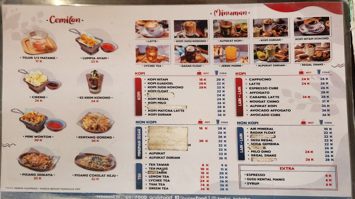 White Cafe / Kedai Kokoho Menu - Image 1